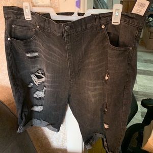 CSG black denim shorts